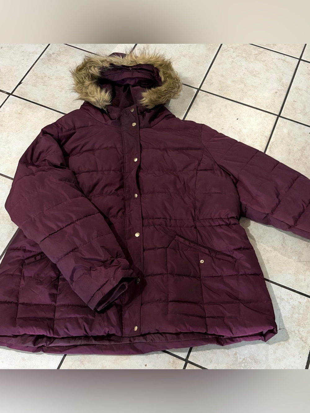 Time and Tru Burgundy Puffer Jacket Womens Size 3X